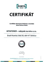 MTinterier certifikát – PORTA